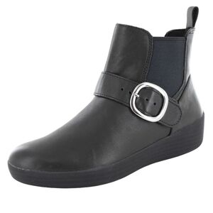 FITFLOP WOMENS SUPERBUCKLE CHELSEA BLACK LEATHER BOOTIES BNIB